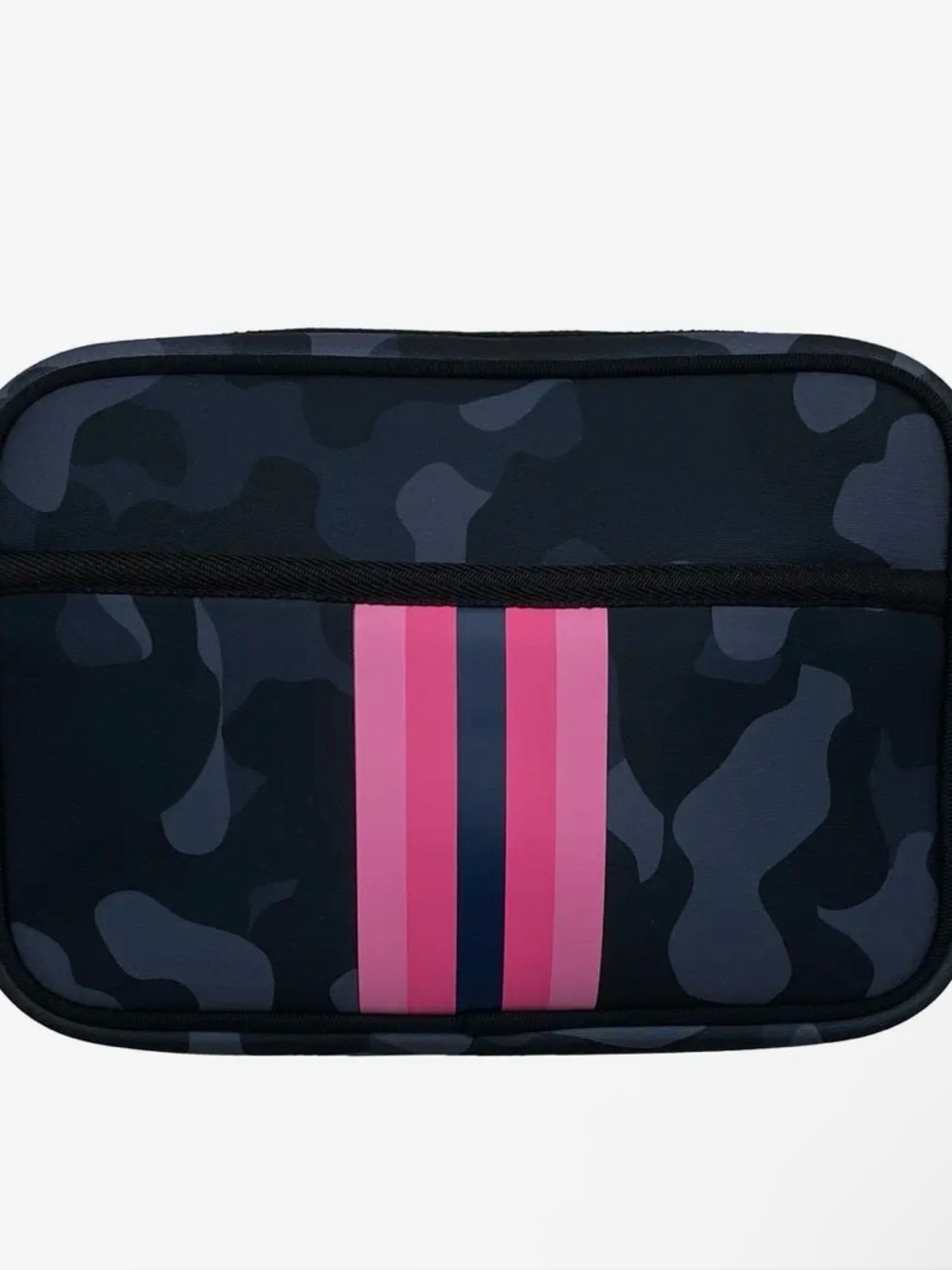 Unisex Black Camo Travel Organizer with Pink Stripe